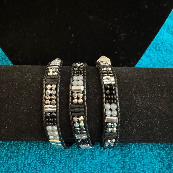 Stylish Black and Silver Bracelets Set - Picture 1 of 2